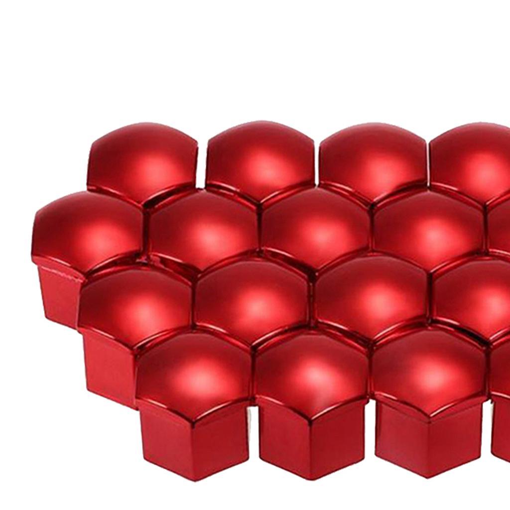 40pcs 17mm Deep Wheel Chrome Lug Center Cover Tyre Screw Decor Red