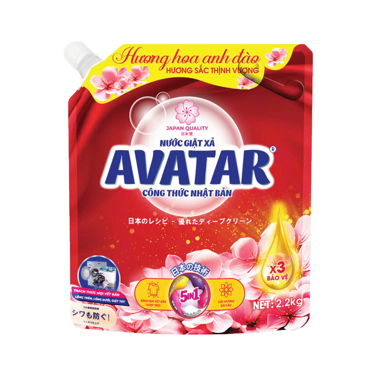 Combo 2 Túi Nước Giặt Xả Vải Avatar Hương Hoa Anh Đào Túi 4kg4