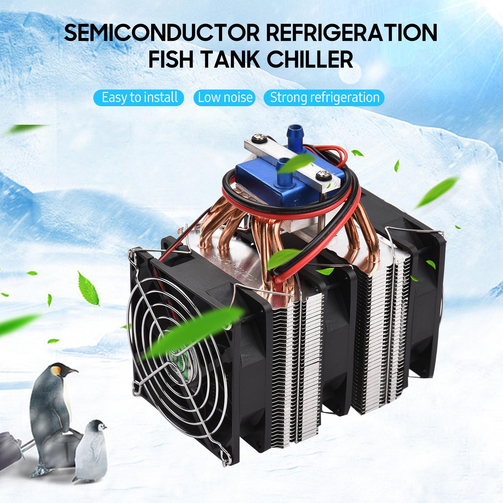 Máy làm lạnh bể cá bán dẫn công suất cao 180W Tủ lạnh 12V Máy nước làm mát Máy làm lạnh nước Máy làm lạnh bể cá với 6 ống đồng tản nhiệt cho bể cá 40 lít