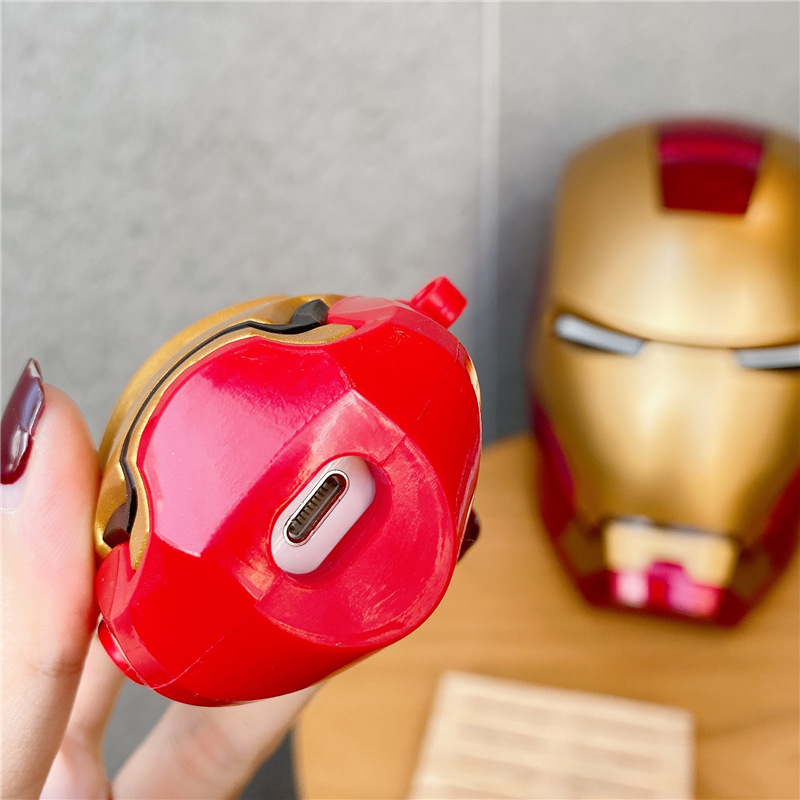 Bao Case Ốp Bảo vệ Cho Airpods 1/ Airpods 2 Hình mặt nạ IRON MAN