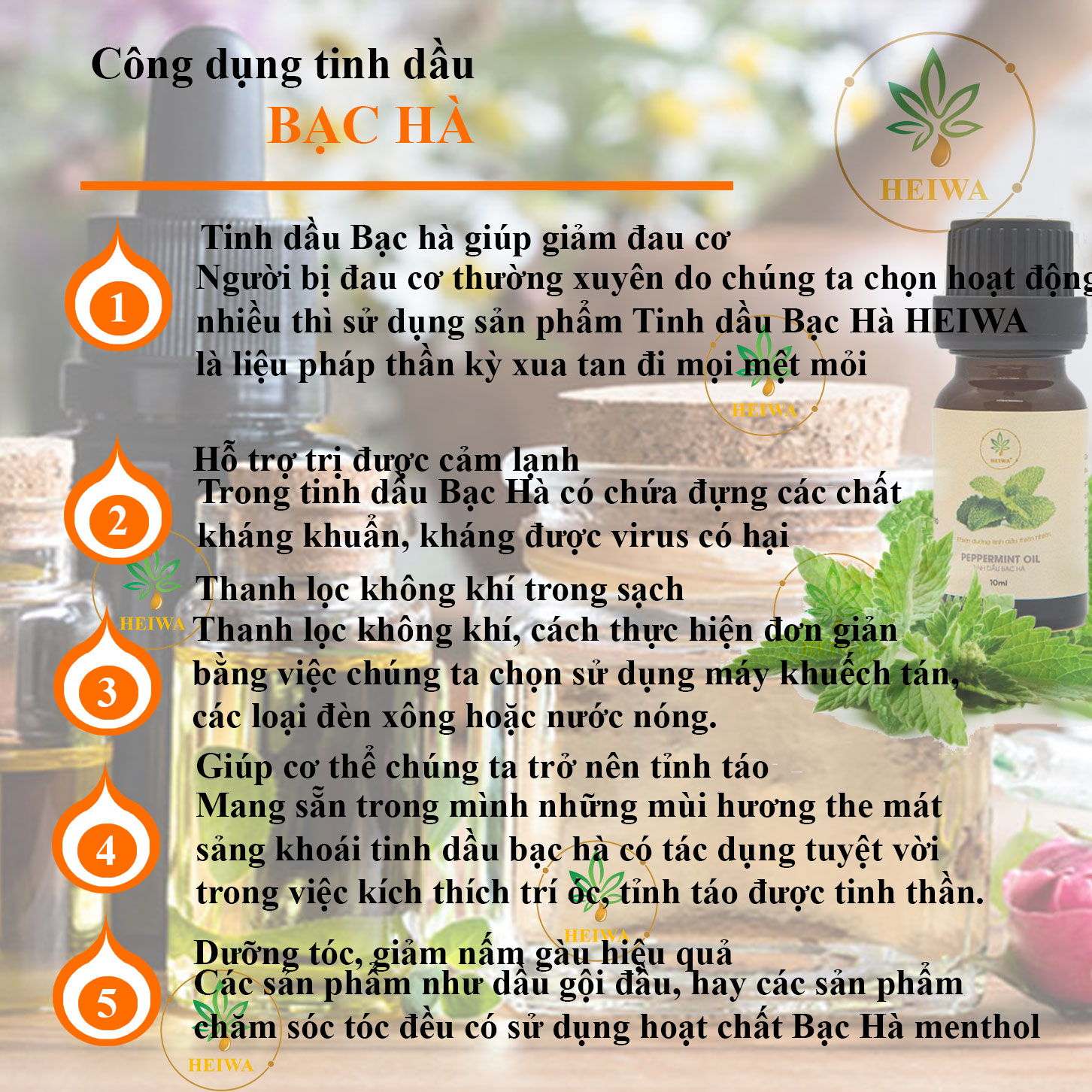 [CHAI LỚN] Tinh dầu Bạc hà HEIWA nhập khẩu Ấn Độ có giấy kiểm định