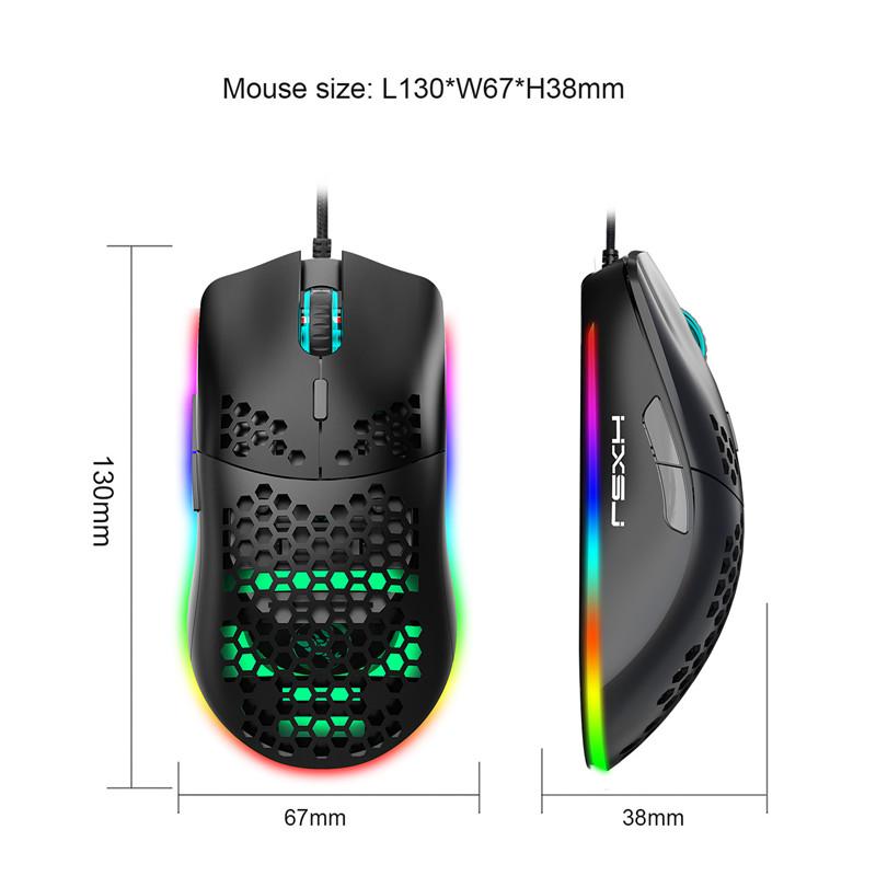 Highend Dành Nhẹ USB Chuột Chơi Game Có Dây RGB Chuột 6400 DPI Tổ Ong Rỗng Cho Máy Tính Laptop Trắng Đen Lập Trình Macro