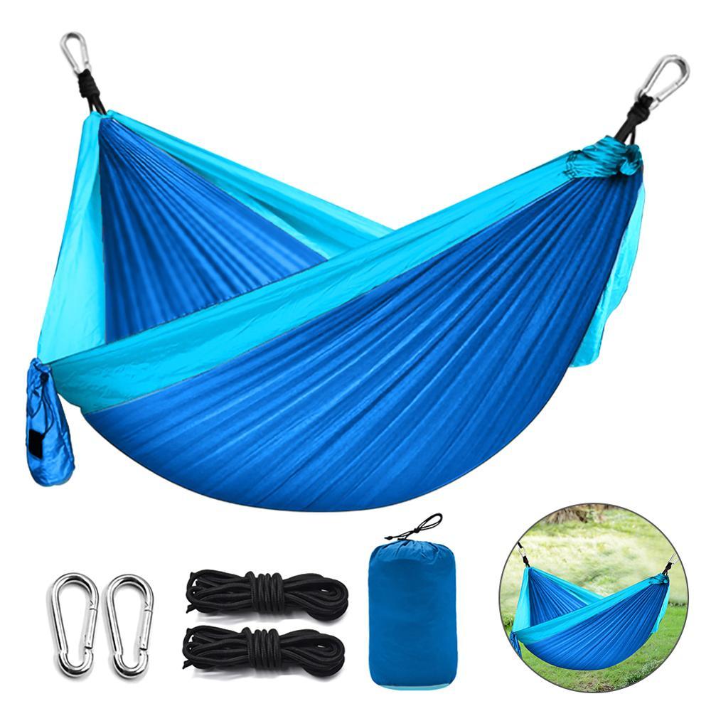 Nylon 210T Võng 260X140CM Cắm Trại Võng Ngoài Trời Sân Vườn Di Động Đôi Võng Treo Giường Treo Xoay