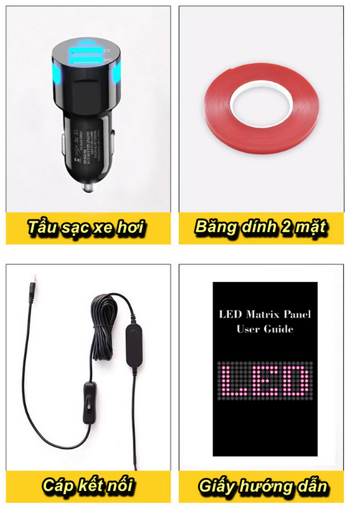 Màn Hình Chạy LED Dán Trên Kính Ô Tô Matrix RGB Car Smart APP - Home Decor Furniture