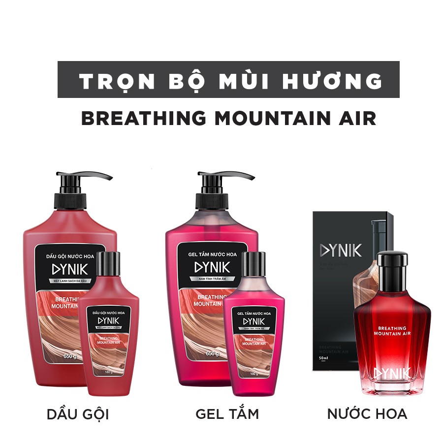 Dầu gội nước hoa nam Dynik Breathing Mountain Air xạ hương trầm ấm 650g