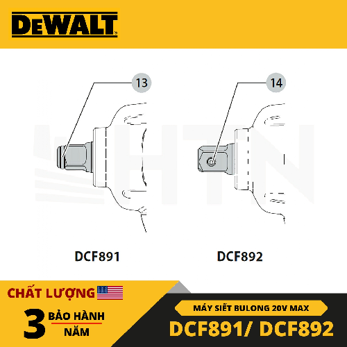 Thân máy siết bu lông 18-20V Max Dewalt DCF891