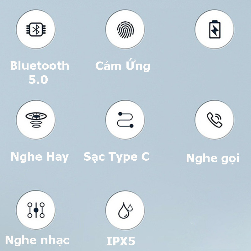 Tai Nghe Bluetooth True Wireless PKCB 5.0 Cảm Ứng Vân Tay, Nâng Cấp Dock Sạc có Led Báo Pin - Hàng Chính hãng