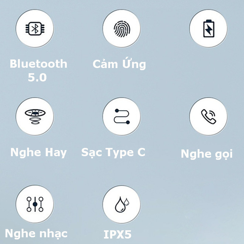 Tai Nghe Bluetooth True Wireless PKCB 5.0 Cảm Ứng Vân Tay, Nâng Cấp Dock Sạc có Led Báo Pin  - Hàng Chính hãng