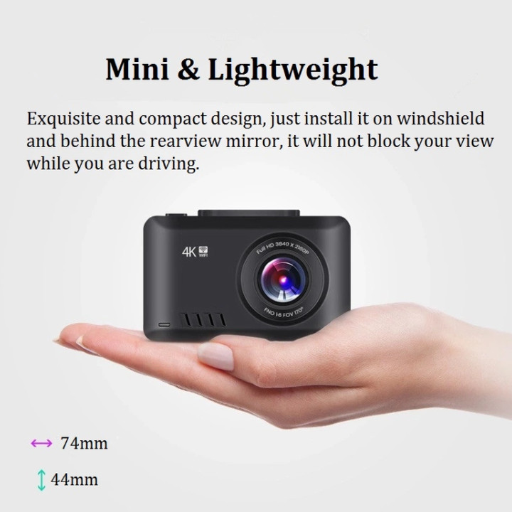 Camera hành trình ô tô, xe hơi cao cấp trang bị Wifi, GPS, ghi hình 4K, màn hình 2.45 inch IPS Screen