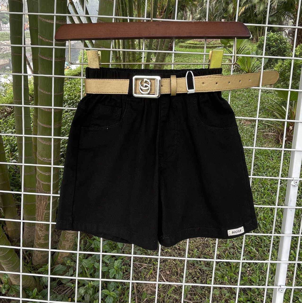 Quần short bé trai kaki size đại 4-10 tuổi chữ BOCKUE vải mềm mỏng kiểu dáng khỏe khắn thời trang