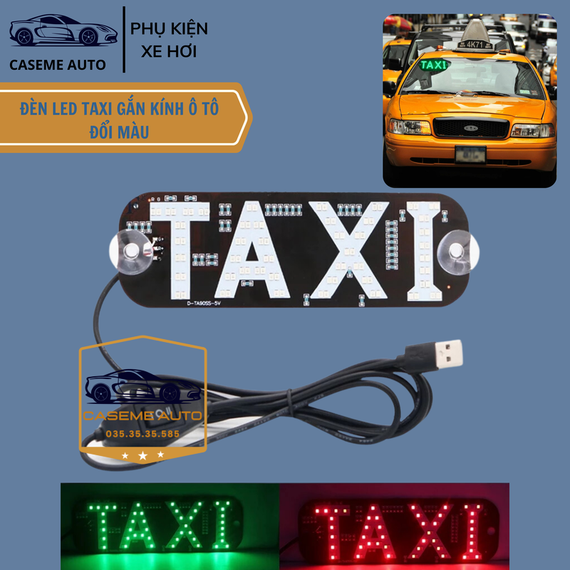 Đèn Led TAXI Thay Đổi 2 Màu Gắn Kính Ô Tô, Đèn Báo Chữ TAXI Gắn Kính Lái Xe Hơi - Hàng Nhập Khẩu
