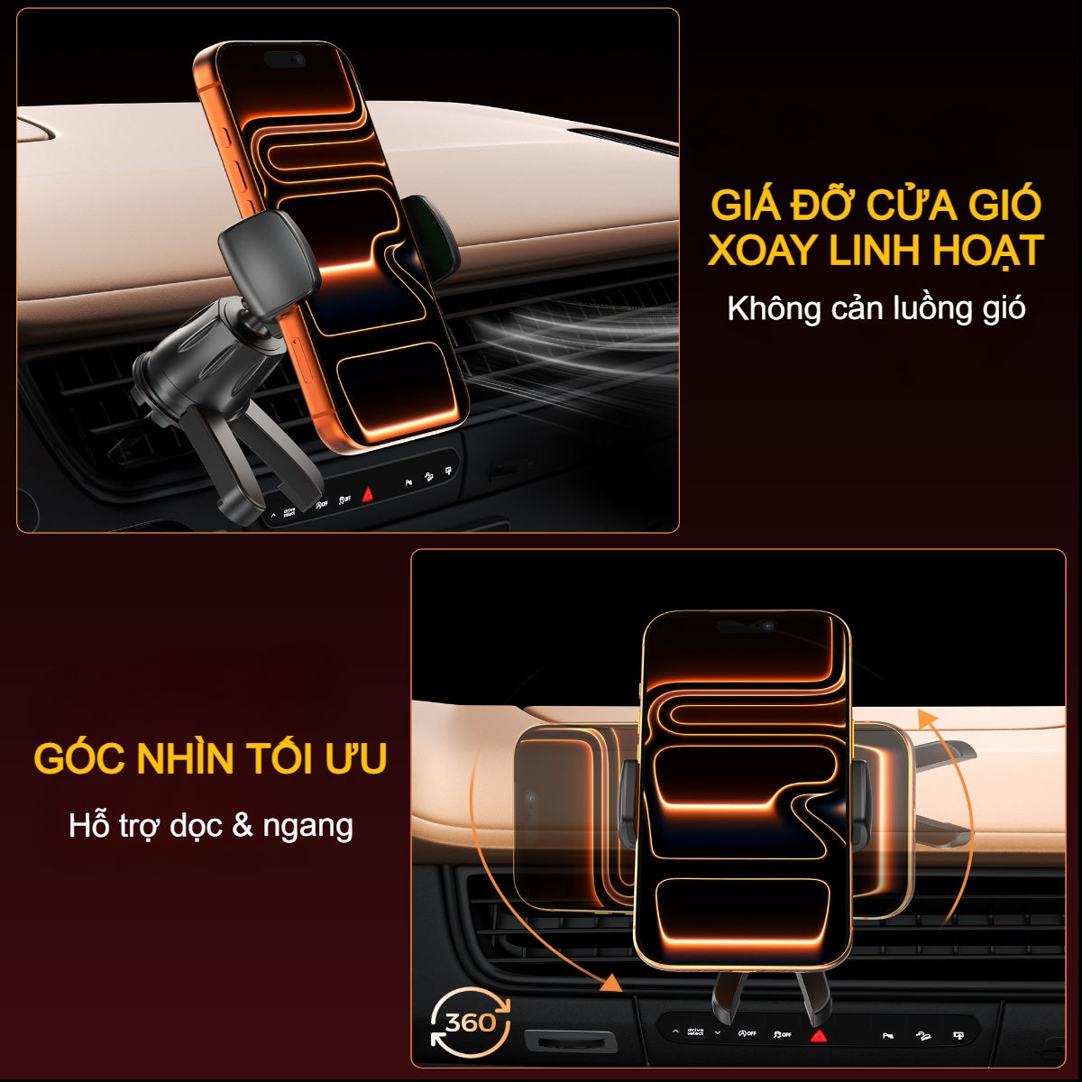 Giá đỡ điện thoại Choetech H091 kẹp khe gió – Tiện lợi khi lái xe - Hàng chính hãng