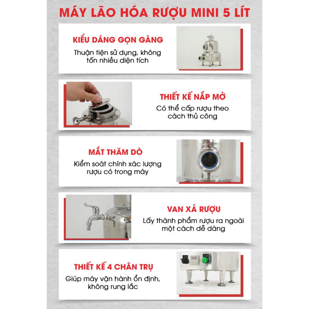 Máy lão hóa rượu mini 5 lít NEWSUN làm già tuổi rượu thơm ngon - Hàng chính hãng