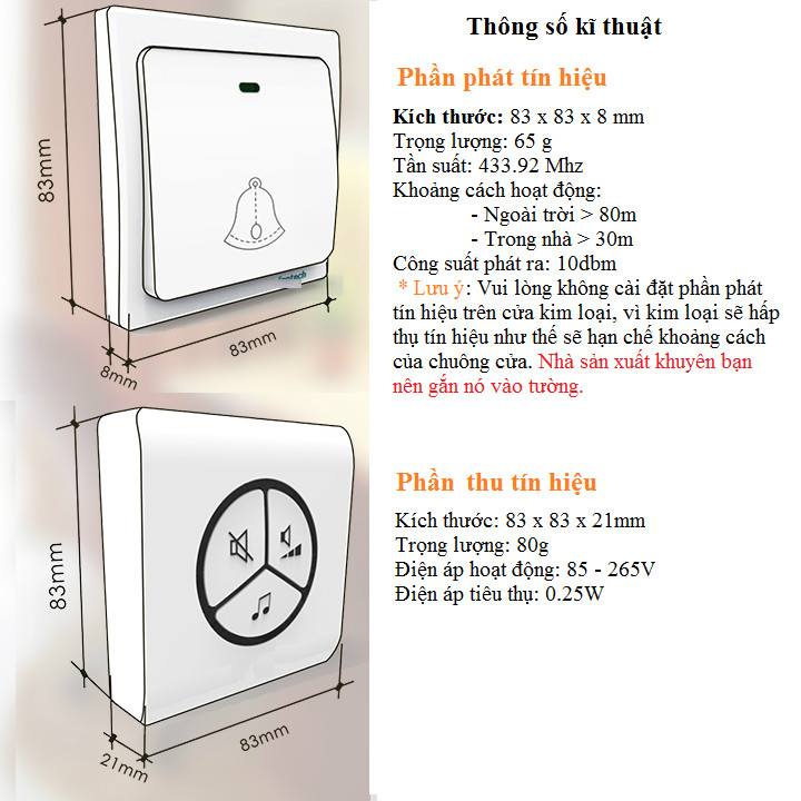 Chuông cửa thông minh công nghệ xanh ( Tặng 01 móc khóa đa năng 6in1 )