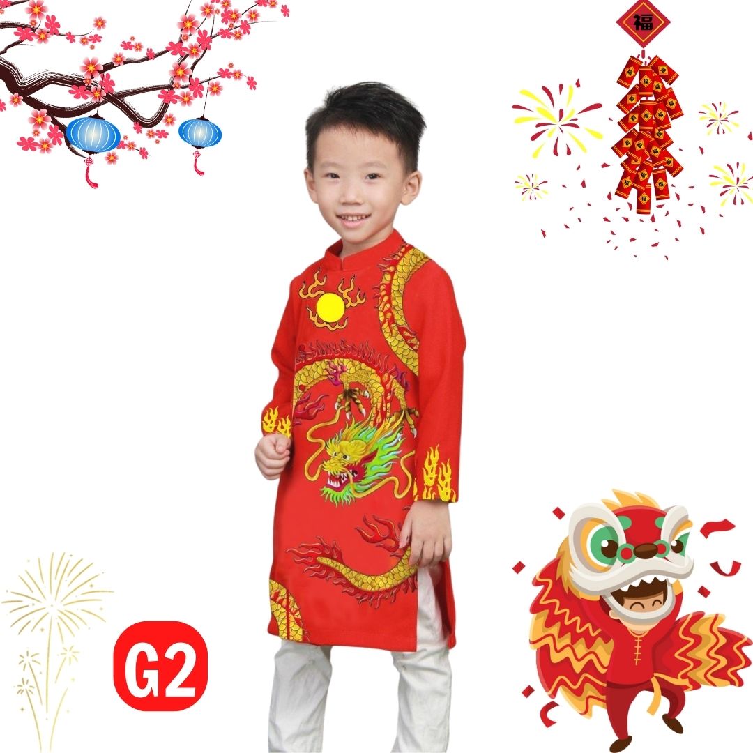 (Hot) Áo dài bé trai hình siêu nhân từ 10-41kg. Áo dài cách tân chất liệu vải tuyết mưa - Hương Nhiên