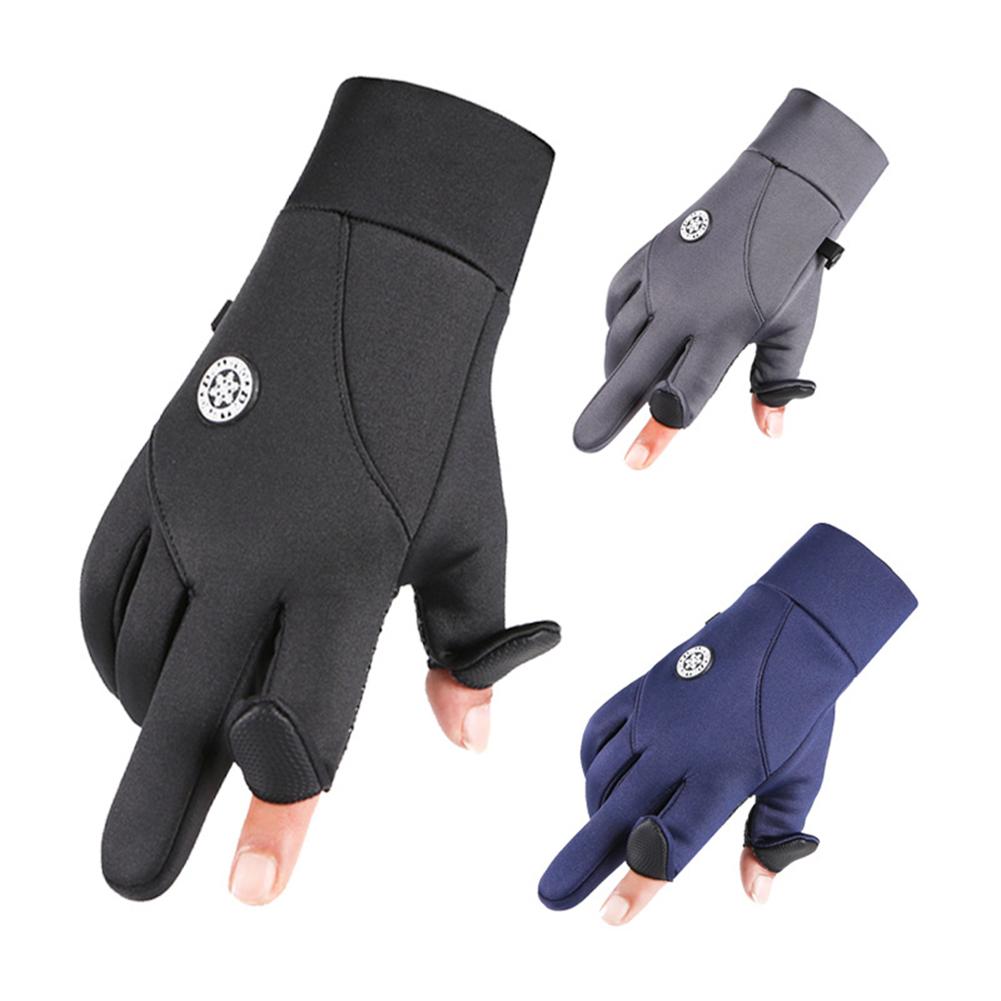 Găng tay mùa đông nam giới phụ nữ đạp xe đạp mùa thu mùa đông Lông cừu Windproof Toum Màn hình xe đạp Trò chơi câu cá ngoài trời ấm áp Color: Blue2