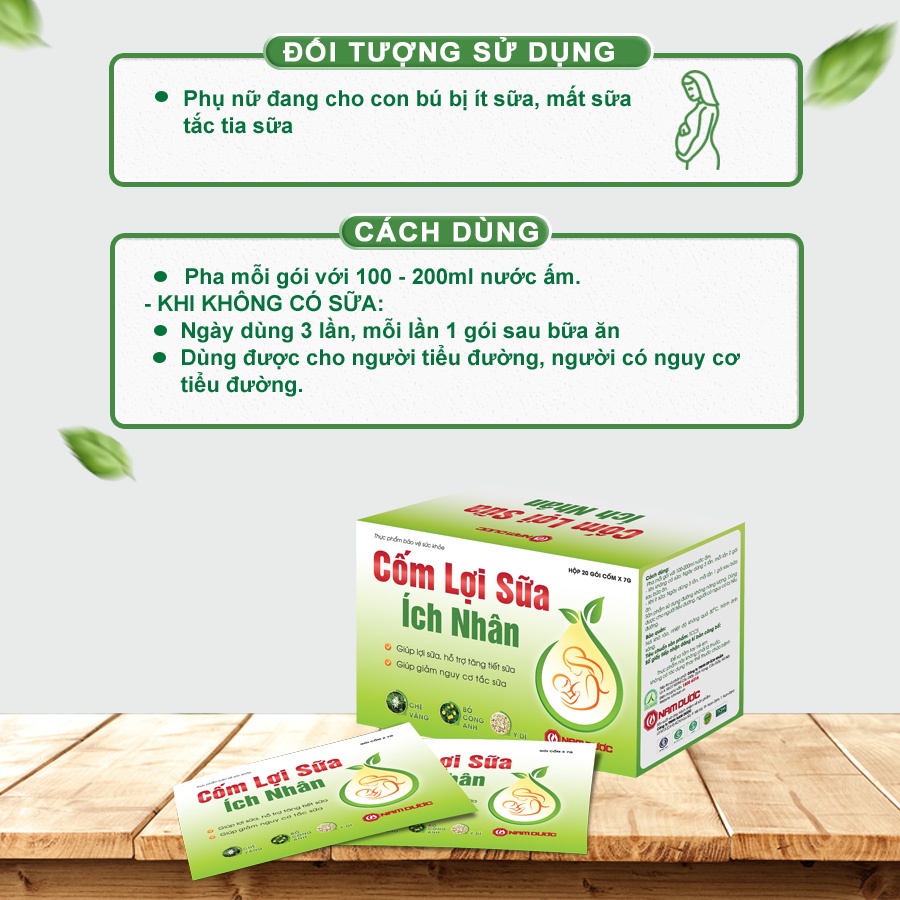 Cốm Lợi Sữa Ích Nhân, Hỗ trợ tăng tiết sữa cho mẹ bầu, giảm triệu chứng căng, tắc sữa