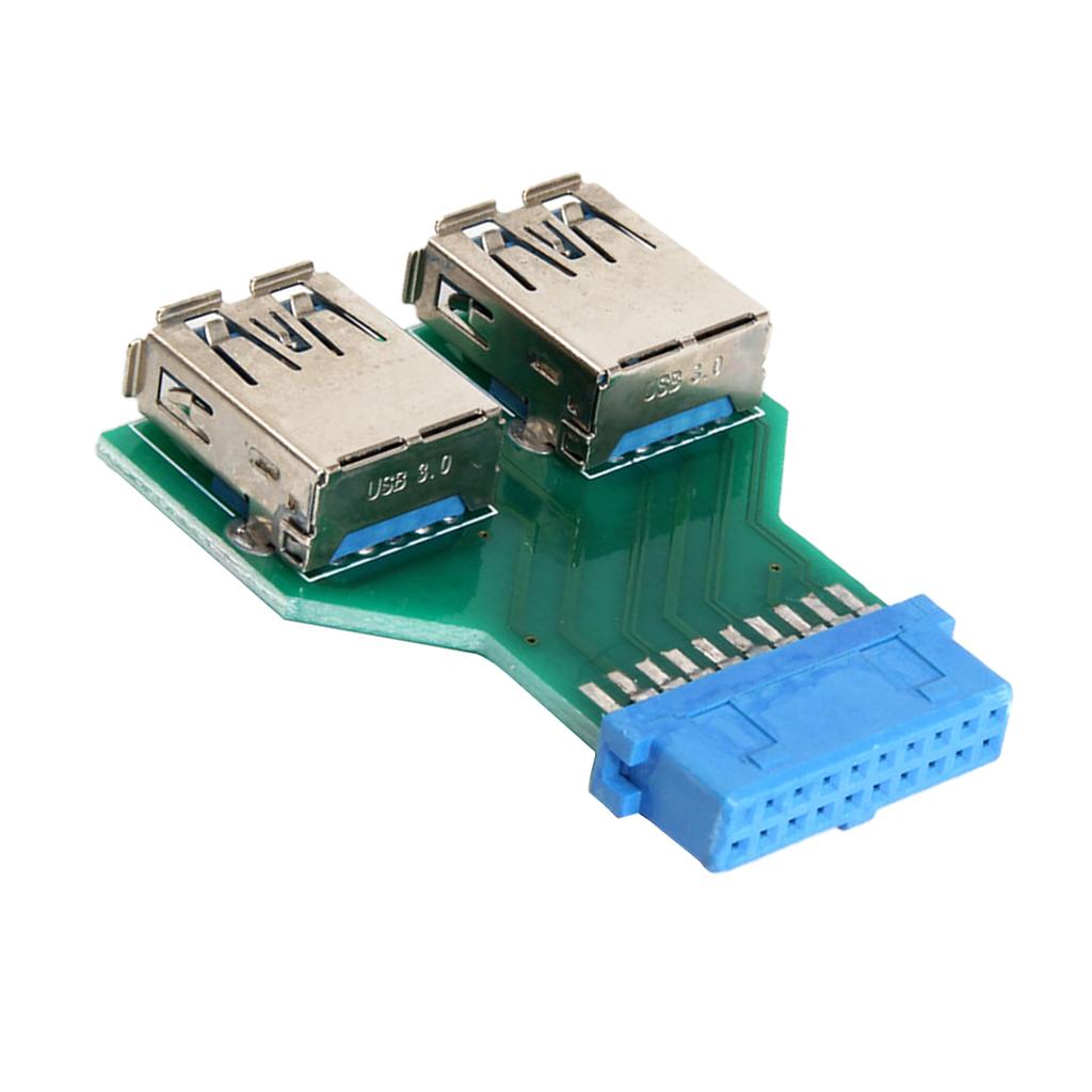 2-Port USB 3.0 A Female to 20 PIN/19Pin Adapter Header Female Adapter Card