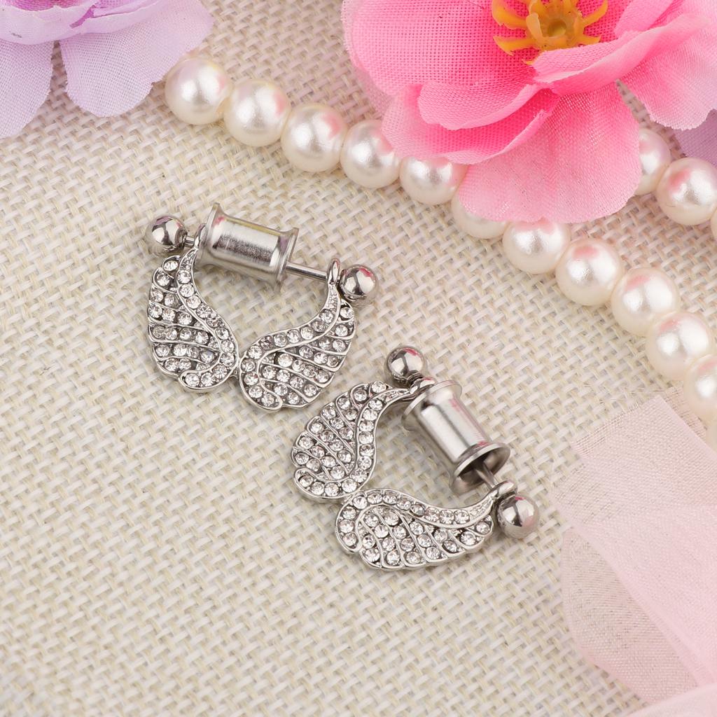 2 Pieces Stainless Steel Angel Wings Ear Plugs Tunnel Expander Gauges Bar