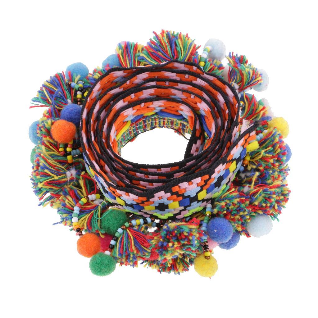 5-24pack 1 Yard Colorful Pom Pom Beads Fringe Tassels Braid Jacquard Ribbon Trim