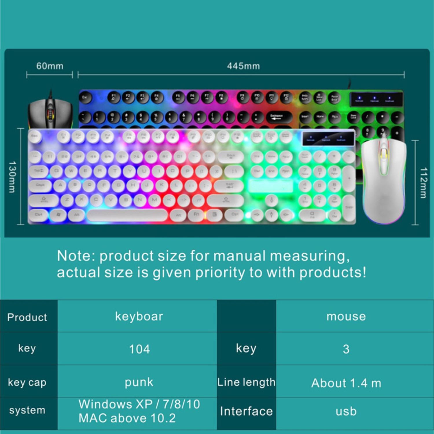Game Thủ Bàn Phím Chuột Bàn Phù Hợp Với Bộ USB Có Dây LED Nền RGB Đình Chỉ Punk Nút Bàn Phím Và Chuột Cho Máy Tính máy Tính