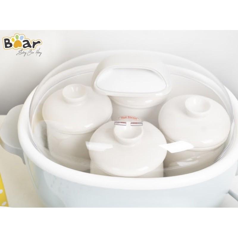 (BẢN QUỐC TẾ) Nồi nấu cháo ninh hầm Bear 2,5l kèm 4 thố 0,4l (Nấu và hấp cùng lúc) - Hàng chính hãng