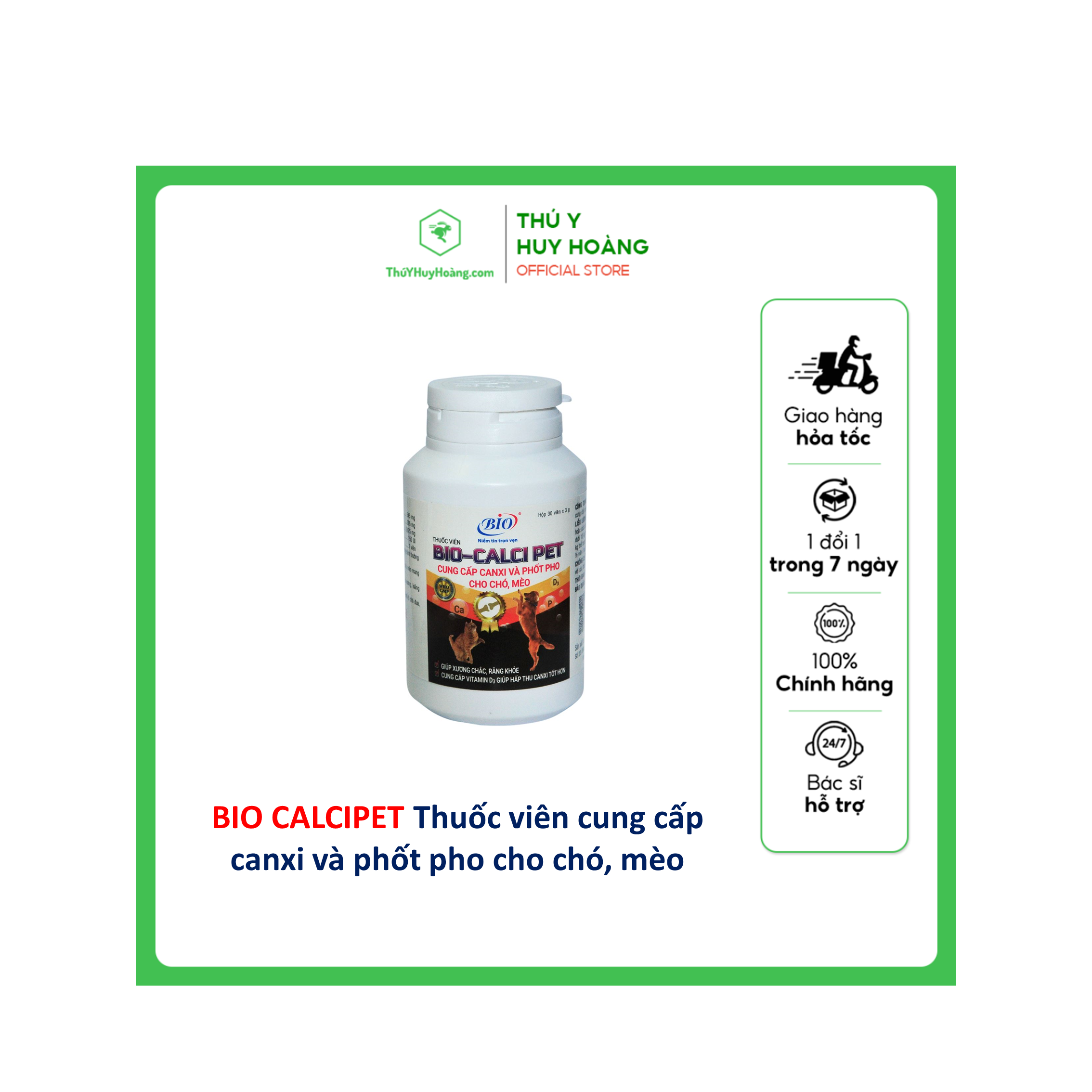 BIO CALCIPET Thuốc viên cung cấp canxi và phốt pho cho chó, mèo