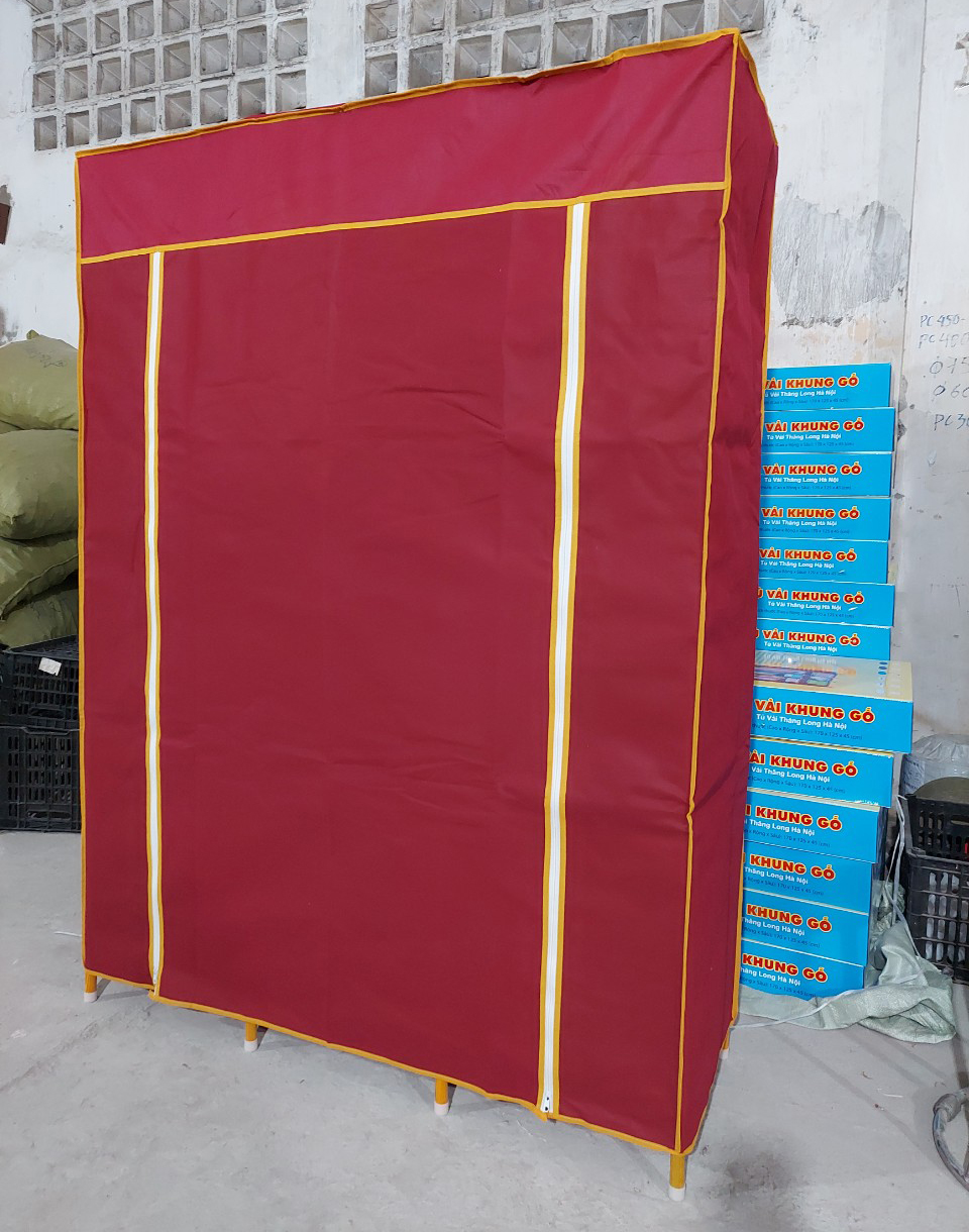 Tủ vải đựng quần áo khung gỗ 2 BUỒNG