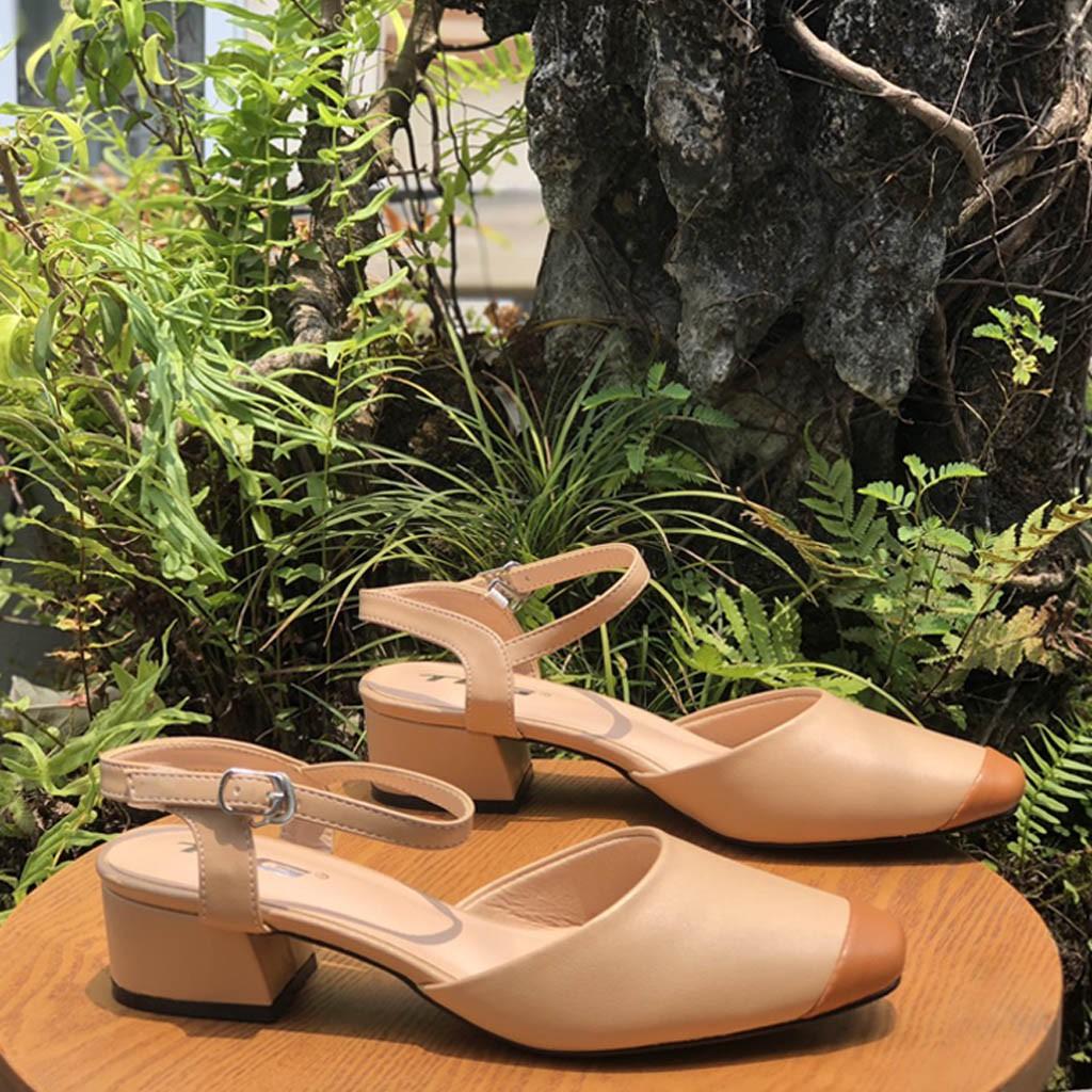 Sandal gót 3p phối mầu 21341