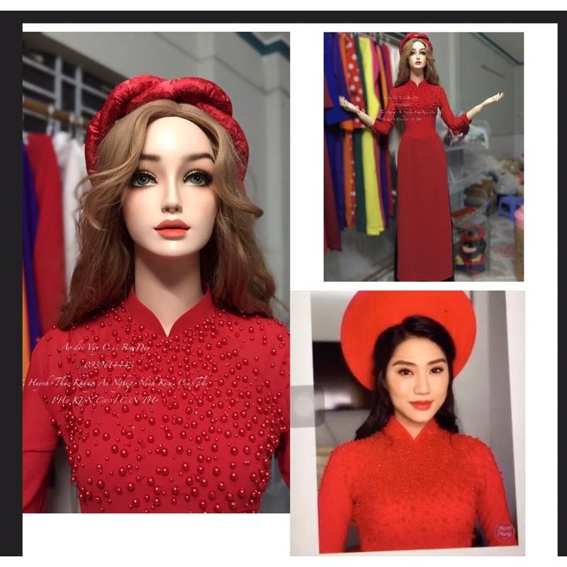 Áo dài đính kết, áo dài đỏ đẹp