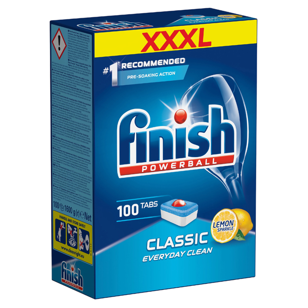 Viên rửa bát Finish Classic 100 viên/ hộp - Hương Chanh, Nhập khẩu EU