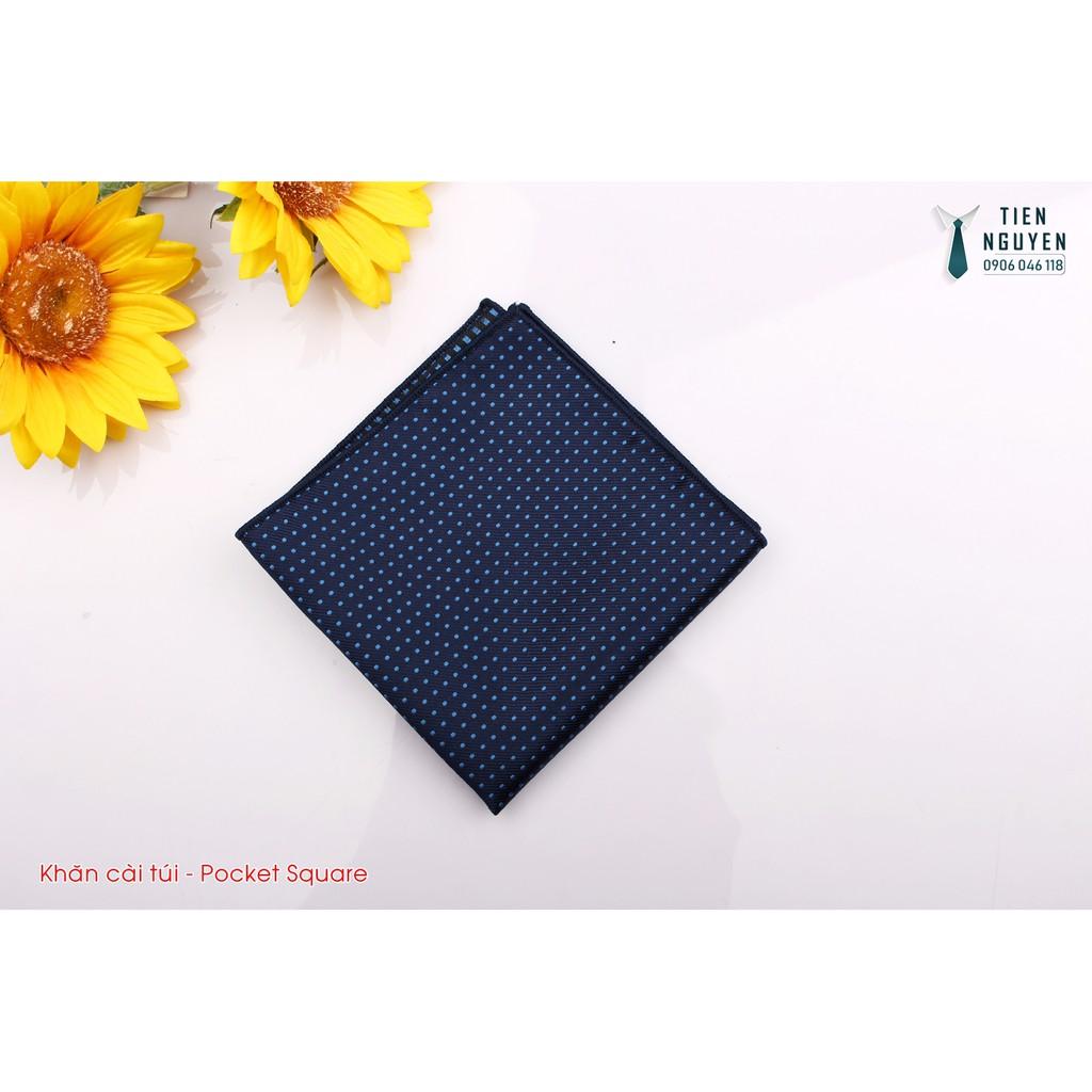 Khăn Cài Túi Áo Vest - Pocket Square - Phụ Kiện Cài Áo Xanh chấm bi xanh