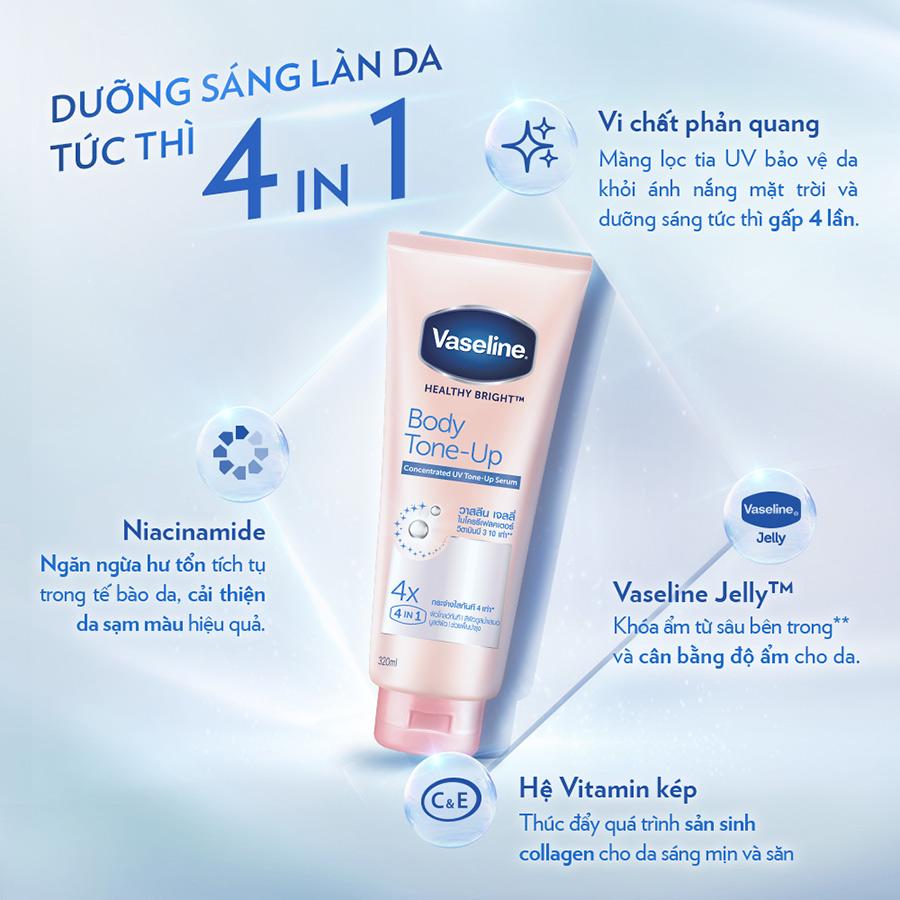 Vaseline Body Tone-Up Serum Dưỡng Thể Nâng Tông Tức Thì + Chống Nắng 320ML