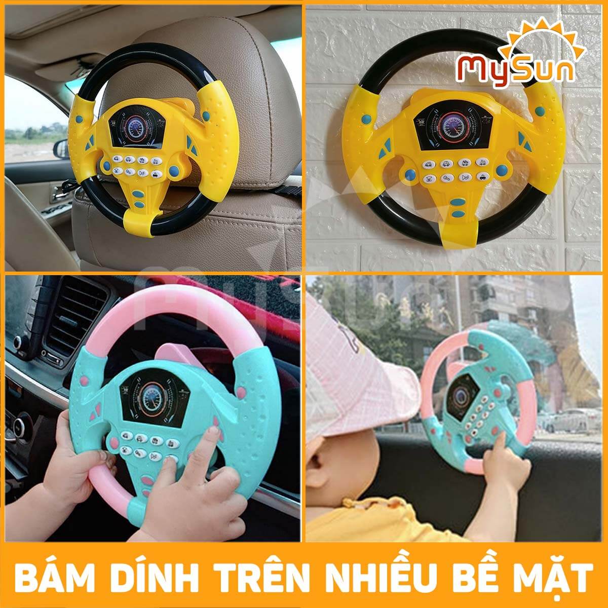 Vô lăng đồ chơi cho bé gắn xe ô tô có nhạc trẻ em [Tặng Pin] MySun