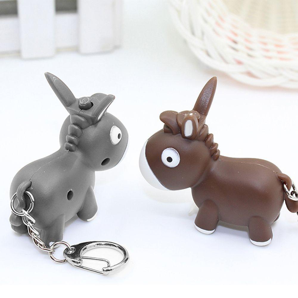 Móc khóa gắn chìa khóa hình con lừa phát sáng đèn led có nhạc-Móc khóa gắn đèn LED phát sáng hình chú lừa dễ thương