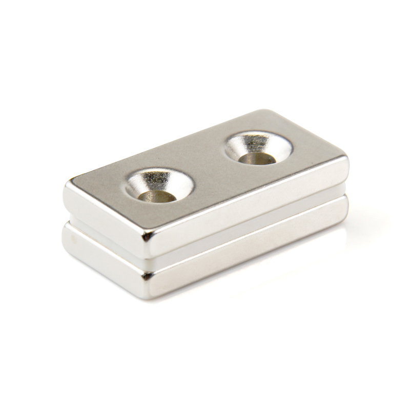 Nam châm viên đất hiếm 40x20x10mm có 2 lỗ