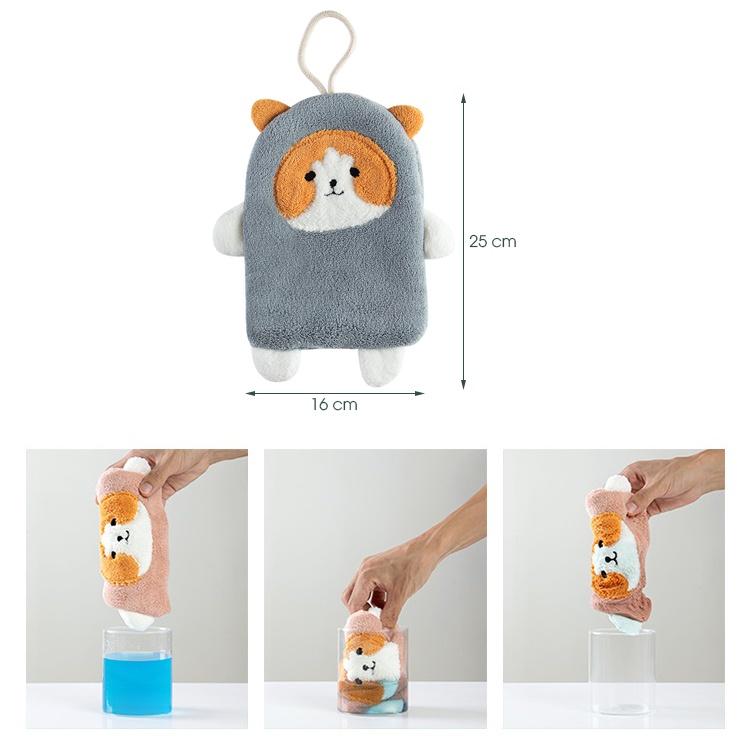 Khăn lau bếp đa năng siêu thấm hình thú cute có móc treo