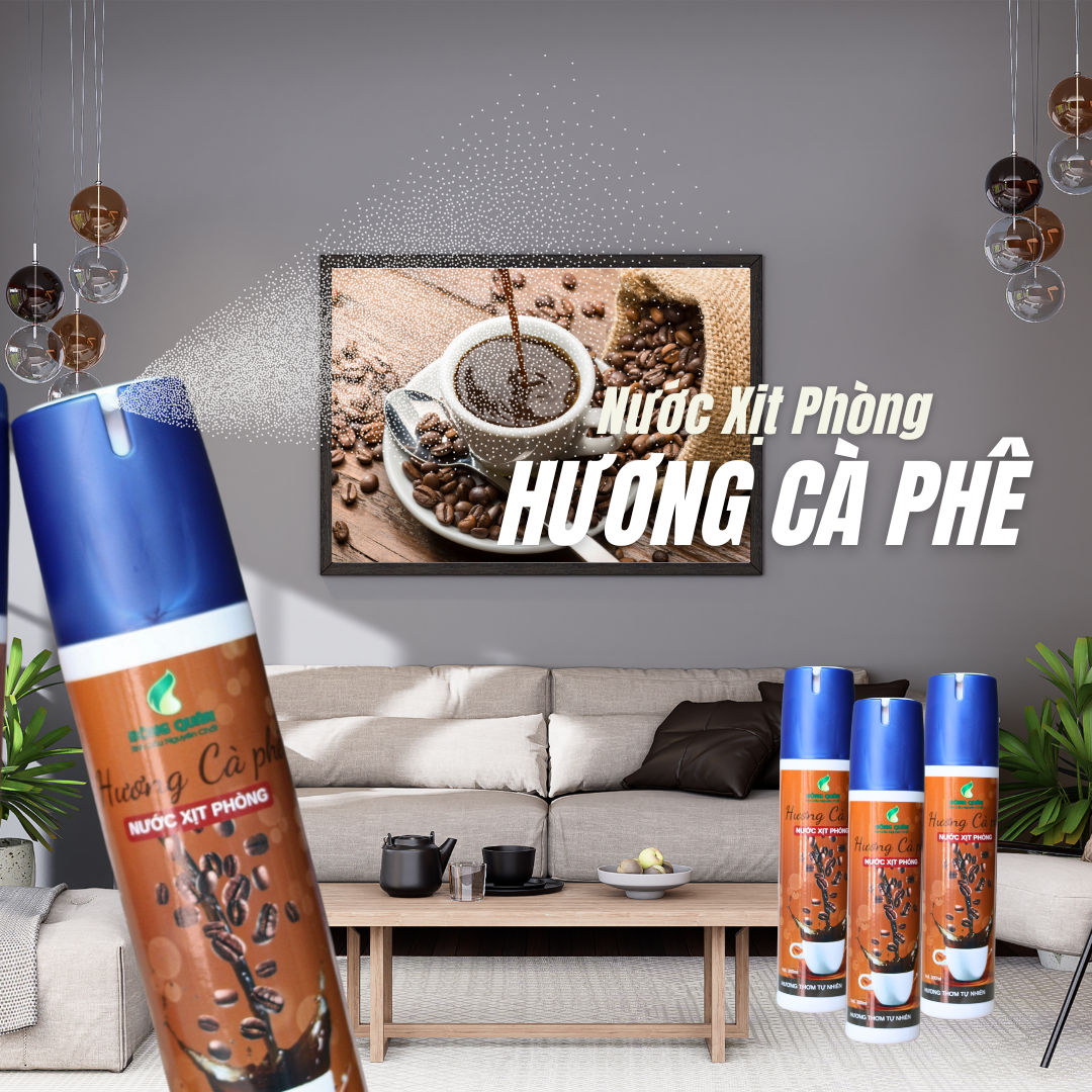 Nước Xịt Thơm Phòng Hương Cà Phê Thương Hiệu Đông Quân, Giúp Khử Mùi Hôi, An Toàn Sức Khoẻ 300ml/chai