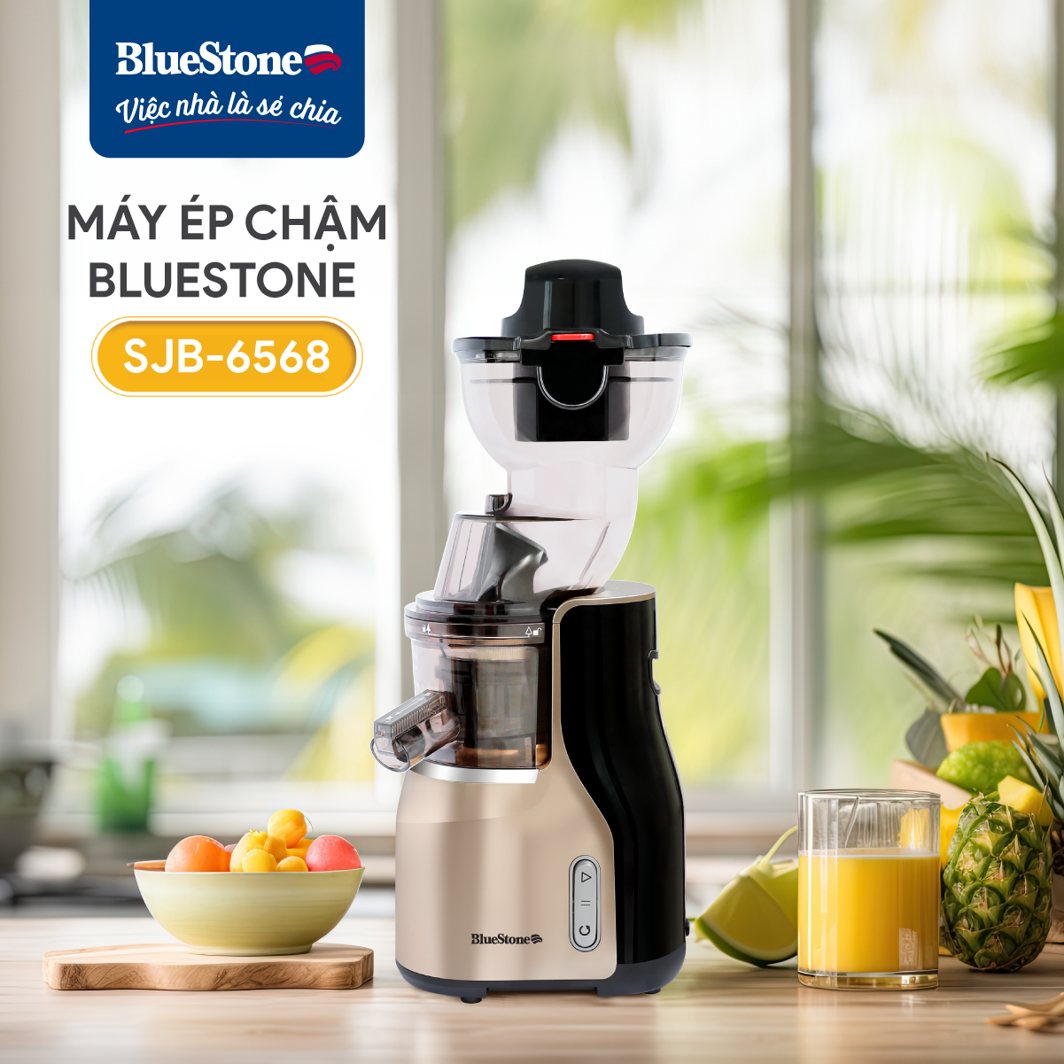 [Trả Góp 0%] Máy Ép Chậm BlueStone SJB-6568 - 250W - Tốc độ ép 45 - 55 vòng/phút - Bảo hành 2 năm - Hàng chính hãng