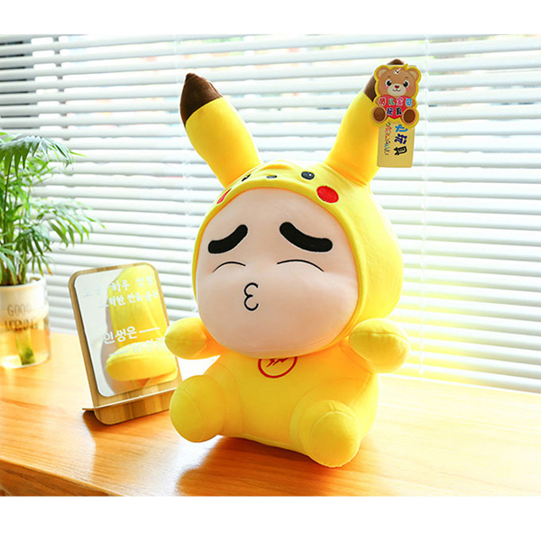 Gấu Bông Shin Cosplay Pikachu GB301 (Tặng 1 Móc Khóa Dây Da Pu Đính Đá Màu Ngẫu Nhiên)