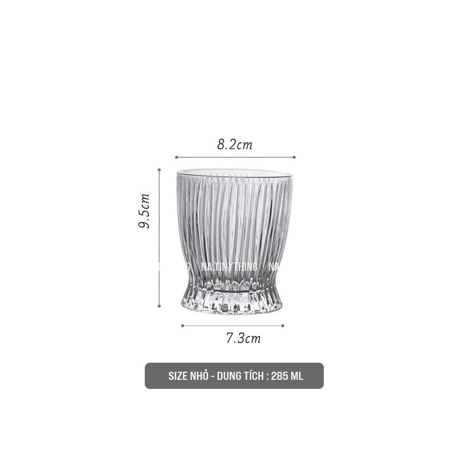 Ly cốc thuỷ tinh chiu nhiệt dùng uống nước và cà phê kiểu dáng tròn, hoạ tiết hiện đại phong cách Hàn Quốc NA0049