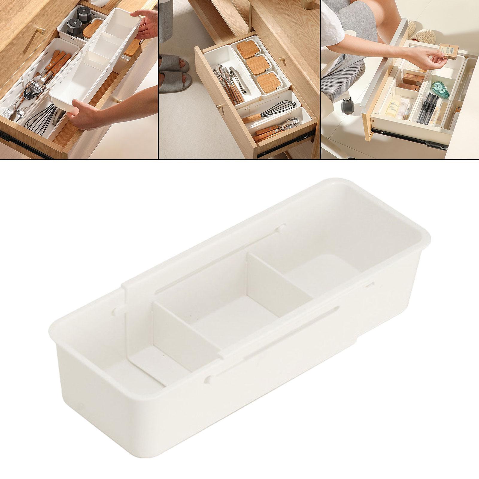 Desk Drawer Organizer Tray Retractable Storage Bin for Cabinet Office Vanity