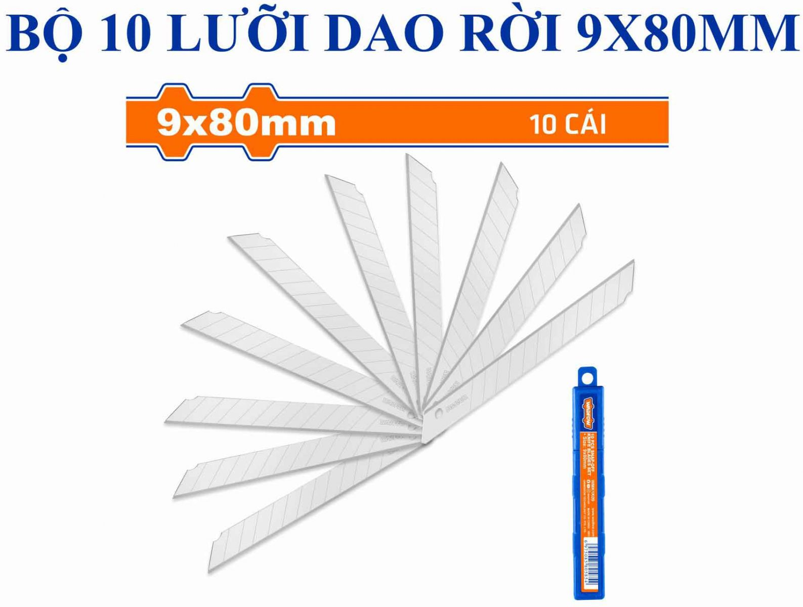BỘ 10 LƯỠI DAO RỜI 9X80MM WMK1K09 WADFOW - HÀNG CHÍNH HÃNG