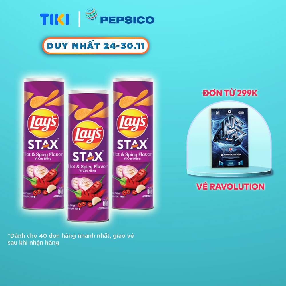 Combo 3 Lay’s Stax Khoai Tây Miếng Vị Cay Nồng 100gr