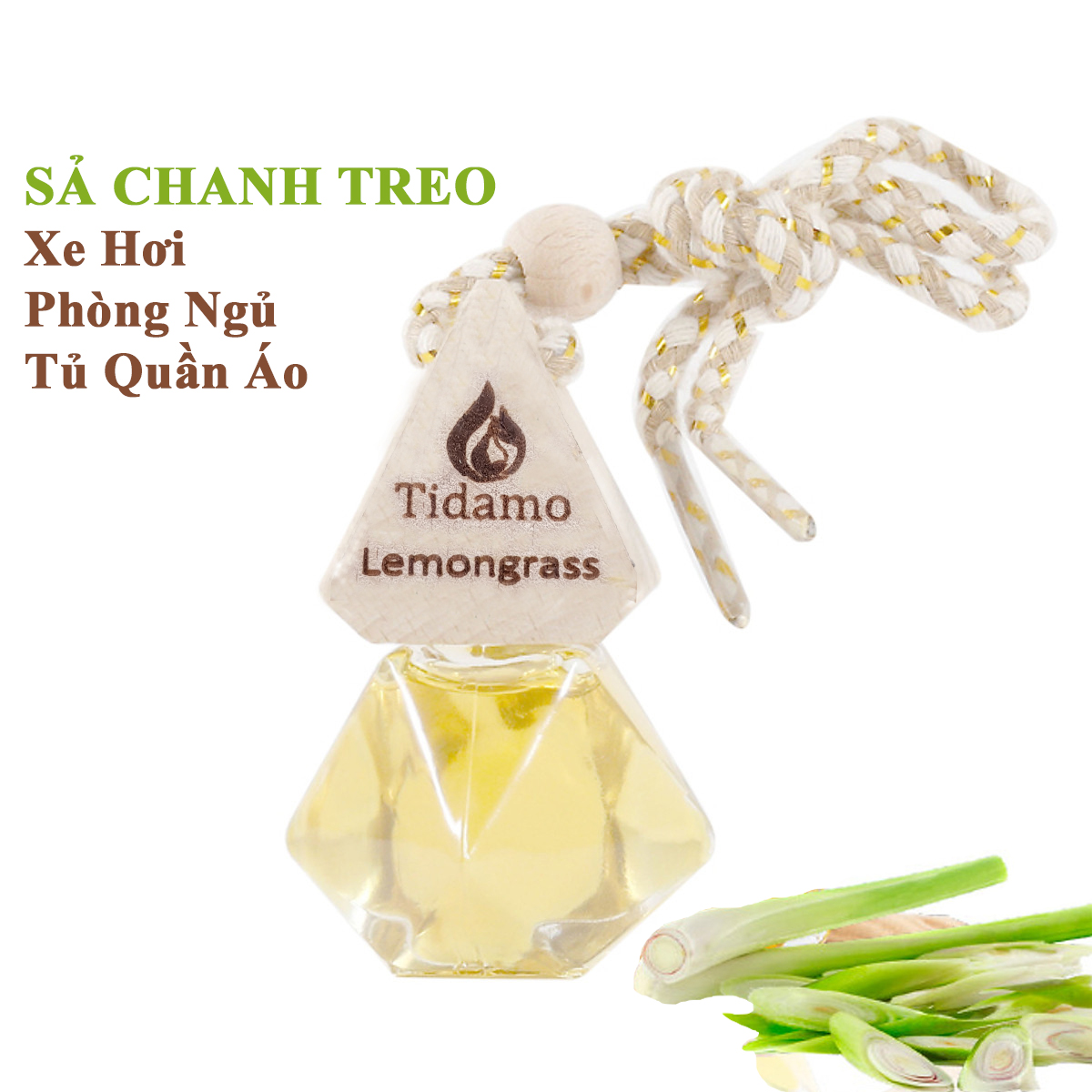Tinh Dầu Sả Chanh 50ML + Tinh Dầu Treo xe Treo Phòng Sả Chanh - Tinh Dầu Xông Phòng Sả Chanh Nguyên Chất TIDAMO Giúp Bảo Vệ Sức Khỏe, Kháng Khuẩn, Đuổi Muỗi Và Thư Giãn Tinh Thần