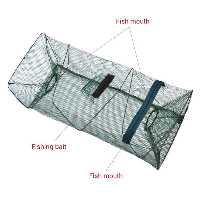 Fishing Net Shrimp Cage Foldable Fish Trap Cast Mesh Crab Crayfish Lobster Prawn Hand Fishing Network Portable Folding Tackle