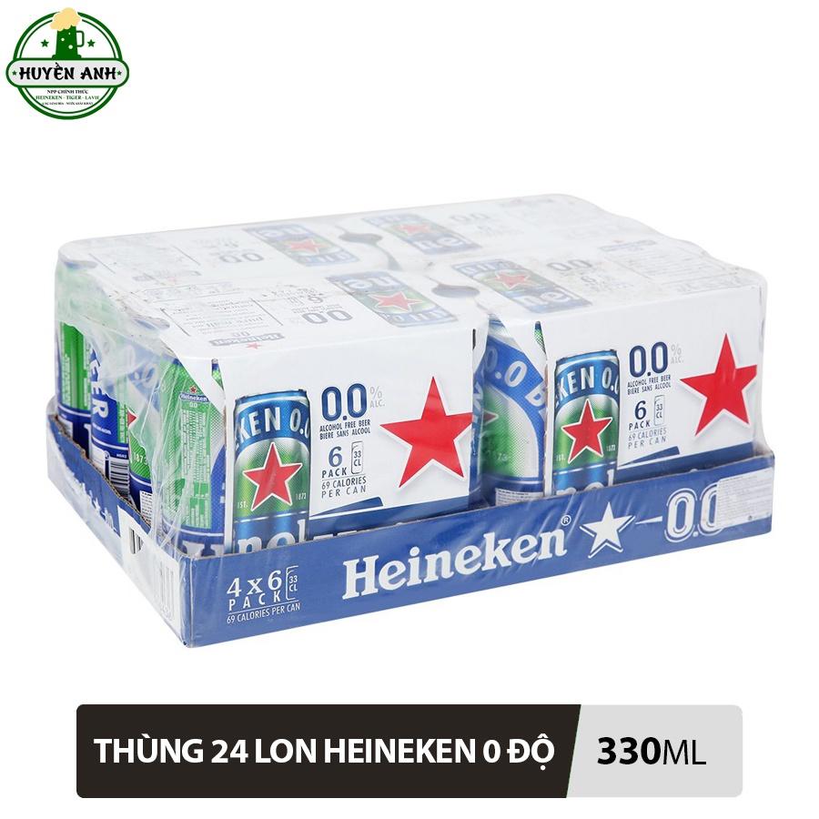 Bia Heineken 0.0% Lon 330ml - Thùng 24 Lon (Bao bì Xuân)