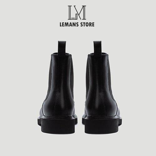 Giày Chelsea Boots Black LEMANS CB66, đế cao 4cm da bò boot nam chelsea boot nam