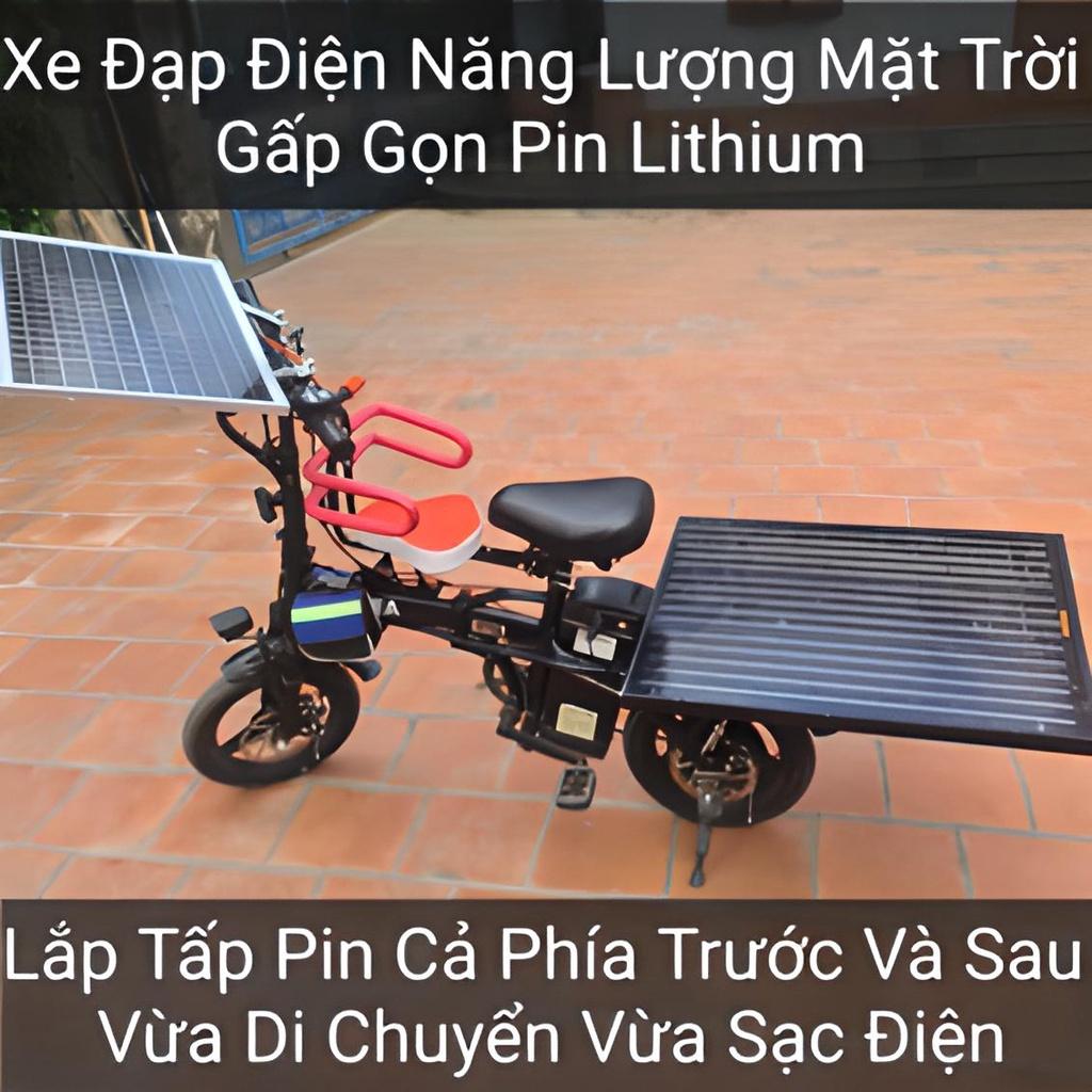 Xe đạp điện Năng Lượng Mặt Trời gấp gọn chính hãng lắp ở cả phía trước và phía sau - Tiện lợi để vào ô tô thang máy