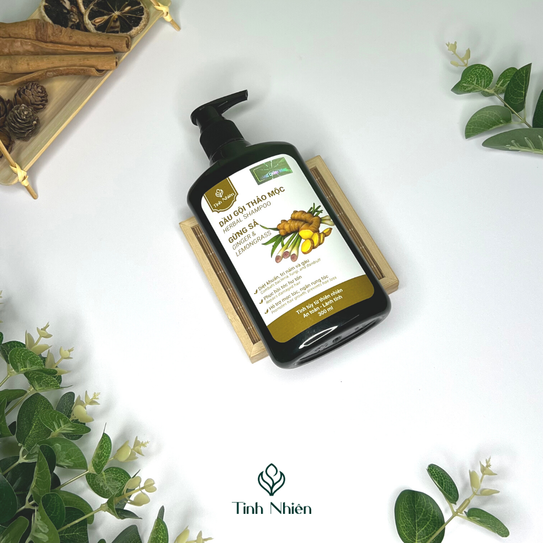 Dầu Gội Thảo Mộc Gừng Sả Tinh Nhiên 300 ml ngăn ngừa gàu ngứa, giúp tóc suôn mượt